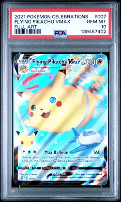2021 POKEMON CELEBRATIONS #007 FULL ART/FLYING PIKACHU VMAX PSA 10 - Image 1