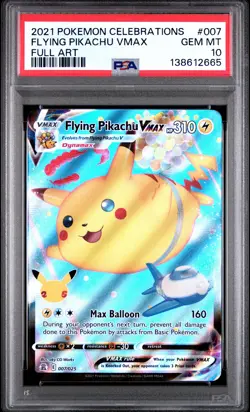2021 POKEMON CELEBRATIONS #007 FULL ART/FLYING PIKACHU VMAX PSA 10 - Image 1