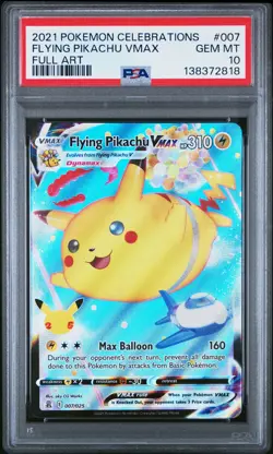 2021 POKEMON CELEBRATIONS #007 FULL ART/FLYING PIKACHU VMAX PSA 10 - Image 1