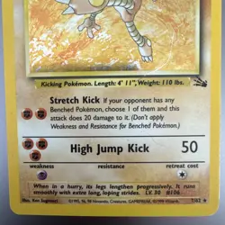 Pokemon TCG - Hitmonlee 7/62 Fossil Holo Rare WOTC 1999 HP - Image 3