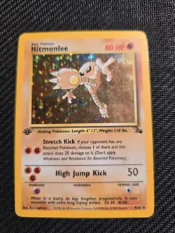 Vintage Pokemon Hitmonlee 7/62 Fossil Holo 1st edition mp-hp - Image 1