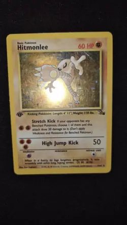 1999 Pokemon - 1st Edition Hitmonlee Holo Rare - Fossil 7/62 - WOTC MP/HP - Image 1