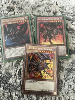 Yugioh Red-Eyes Alternative Black Dragon, Red-Eyes Black Cards, Lot of 3 Cards - Image 1