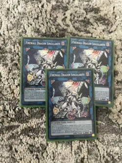 Yugioh Firewall Dragon Singularity, high rarity Link holo cards. Lot of 3 Cards - Image 1