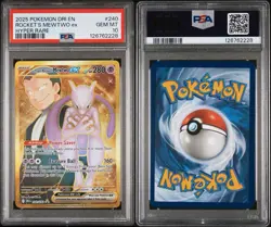 2025 POKEMON DRI EN-DESTINED RIVALS HYPER RARE TEAM ROCKET'S MEWTWO EX PSA 10 - Image 3