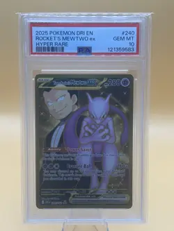 2025 Pokemon DRI EN Rockets Mewtwo Ex Hyper Rare #240 PSA 10 - Image 1