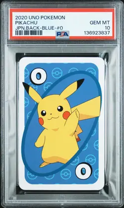 2020 UNO POKEMON JAPANESE BACK-BLUE-#0 PIKACHU PSA 10 - Image 1