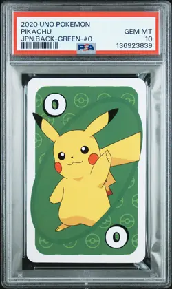 2020 UNO POKEMON JAPANESE BACK-GREEN-#0 PIKACHU PSA 10 - Image 1