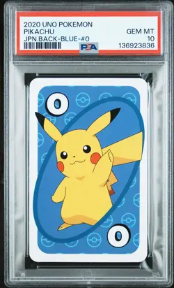 2020 UNO POKEMON JPN BACK-BLUE-#0 PIKACHU PSA 10 - Image 1