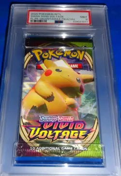 2020 SWSH Pokemon Int'l Vivid Voltage Gigantamax Pikachu Foil Pack PSA 9 MINT! - Image 1