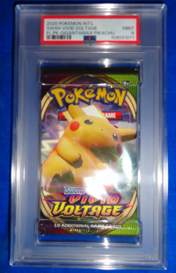 2020 SWSH Pokemon Int'l Vivid Voltage Gigantamax Pikachu Foil Pack PSA 9 MINT! - Image 3
