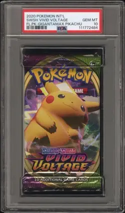 PSA 10 GIGANTAMAX PIKACHU 2020 POKEMON SWORD & SHIELD VIVID VOLTAGE FOIL PACK - Image 1
