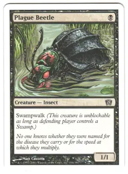 Magic_the_gathering 8th Edition Plague Beetle #154 2003, LP Common - Image 1