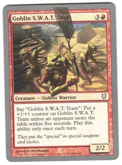 Magic_the_gathering Unhinged Goblin S.W.A.T. Team #80 2004,MTG,LP Common - Image 1