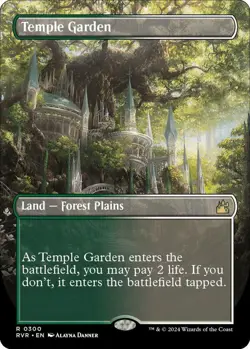 MTG Ravnica Remastered Borderless Card #300 Temple Garden - Image 1