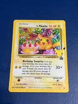 Birthday Pikachu 24/25 Celebrations Classic Collection Holo Pokemon Card NM - Image 1