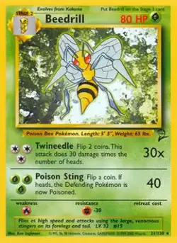 Beedrill - 21/130 - Pokemon Base Set 2 Rare Card WOTC NM - Image 1