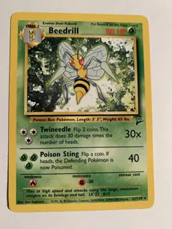 2000 Pokemon TCG Base Set 2 Beedrill 21/130 Non Holo Rare Played WOTC Nintendo - Image 1