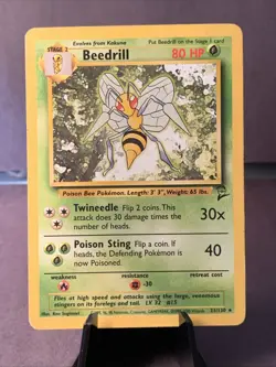 Pokemon TCG Beedrill 21/130 Rare Unlimited Base Set 2 Unlimited VTG WOTC 1999 MP - Image 1