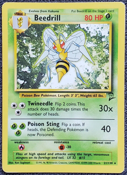 Beedrill - Base Set 2 - #21/130 - Rare Vintage Pokemon Card 1999 WOTC - Image 1