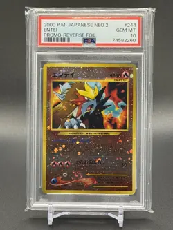 Pokemon 2000 Japanese Neo 2 Promo Reverse Foil #244 Entei PSA 10 *SWIRL* - Image 1