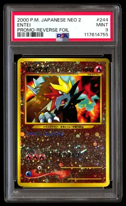 PSA 9 Entei 244 Pokemon Neo 2 Promo Japanese 2000 Reverse Foil - Image 1