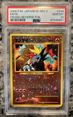 2000 POKEMON JAPANESE NEO 2 PROMO REVERSE FOIL #244 ENTEI PSA 10 - Image 1
