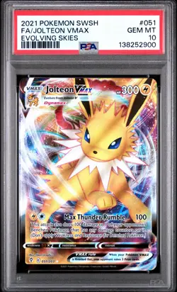 2021 POKEMON SWORD & SHIELD EVOLVING SKIES #051 FULL ART/JOLTEON VMAX PSA 10 - Image 1