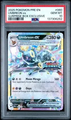 2025 POKEMON PRISMATIC EVOLUTIONS SURPRISE BOX EXCLUSIVE UMBREON EX PSA 10 - Image 1