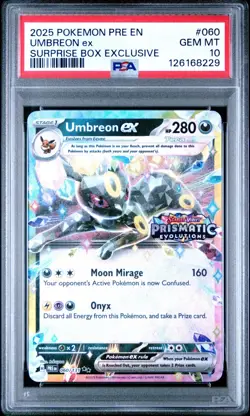 2025 Pokemon Prismatic Evolution Pre En Umbreon Ex Surprise Box Exclusive PSA 10 - Image 1
