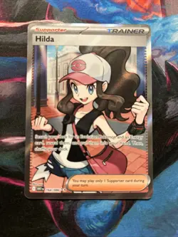 Pokemon TCG Trainer Hilda Full Art Rare Holo Card Black Bolt White Flare - Image 1