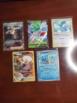 Pokemon 5 Card Lot Holos EX, V And Rare Cards , Great Value Set Building Lot24 - Image 1