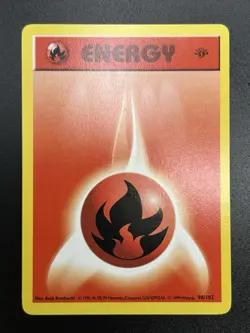 FIRE ENERGY Pokemon Card WOTC 1st Edition Base Set Shadowless 98/102 NM (C) - Image 2