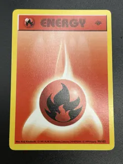 FIRE ENERGY Pokemon Card WOTC 1st Edition Base Set Shadowless 98/102 NM (C) - Image 3