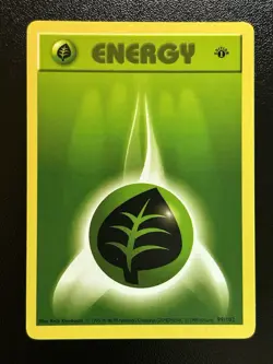 GRASS ENERGY Pokemon Card WOTC 1st Edition Base Set Shadowless 99/102 NM (D) - Image 1