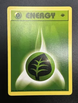 GRASS ENERGY Pokemon Card WOTC 1st Edition Base Set Shadowless 99/102 NM (D) - Image 2