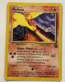MOLTRES Pokemon Card - WOTC Promo - Black Star - #21 - #4 Vintage - Image 1