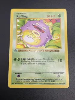KOFFING Pokemon Card - WOTC - 1st Edition - Base Set - Shadowless 51/102 NM (2) - Image 2