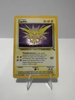 Pokemon TCG Zapdos Holo Rare Card 15/62 Fossil Base Set, Vintage 1999 LP WOTC - Image 1