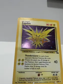 Pokemon TCG Zapdos Holo Rare Card 15/62 Fossil Base Set, Vintage 1999 LP WOTC - Image 2