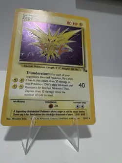 Pokemon TCG Zapdos Holo Rare Card 15/62 Fossil Base Set, Vintage 1999 LP WOTC - Image 4