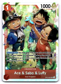 Ace & Sabo & Luffy OP13-007 SR One Piece CCG Carrying On His Will NM - Image 1