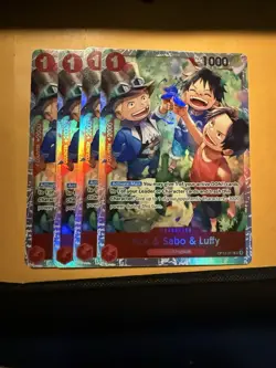 Ace & Sabo & Luffy OP13-007 SR One Piece TCG Carrying On His Will X4 Play Set - Image 1