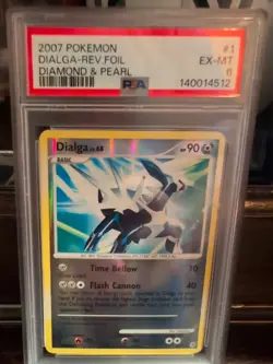 Pokemon Dialga 2007 1/130 Diamond and Pearl Reverse Holo PSA 6 - Image 1