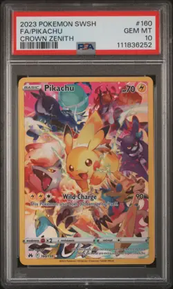 Pokemon Pikachu PSA 10 Gem Mint Crown Zenith Holo Secret Rare 160/159 Full Art - Image 1