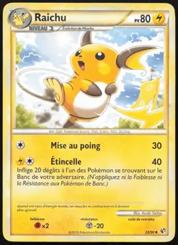 Carte Pokemon Raichu 33/90 HS Indomptable Francais - Image 1