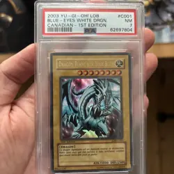 2003 Yu-Gi-Oh Blue-Eyes White Dragon LDD-C001 CANADIAN 1st Edition PSA 7 - Image 1