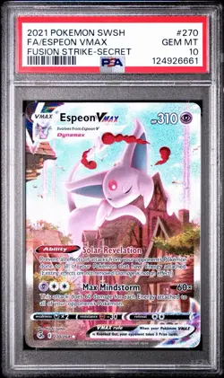 Espeon Vmax PSA 10 Fusion Strike Alt Art Pokemon Card 270/264 Full Art 2021 FA - Image 1