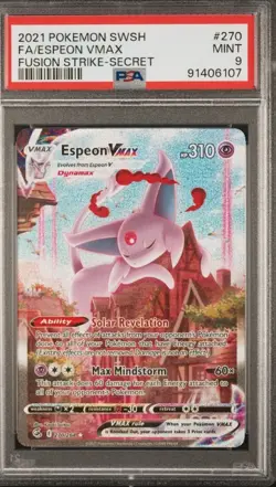 Espeon VMAX (Alternate Art Secret) 270/264 Swsh08: Fusion Strike Holo PSA 9 - Image 1