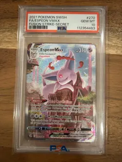 Espeon Vmax Alt Art #270 PSA 10 Fusion Strike 2021 Pokemon SWSH 270/264 GEM MT - Image 1